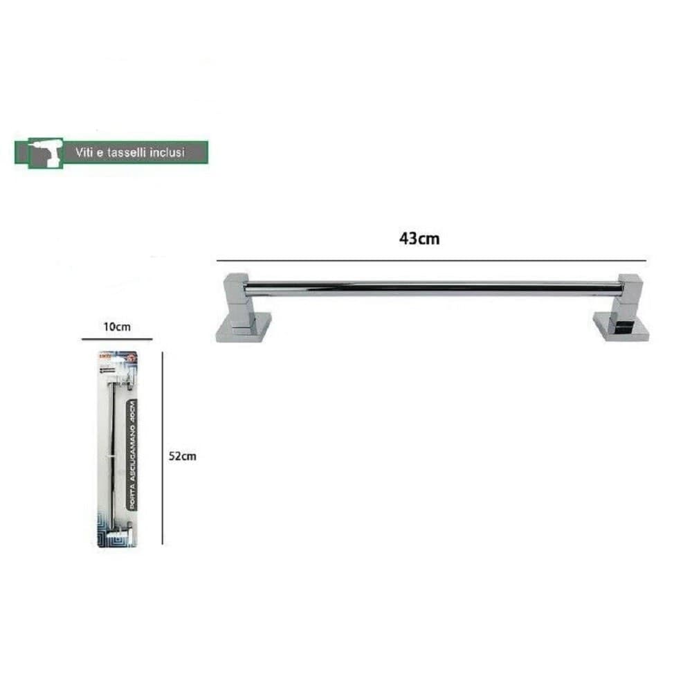 PORTA ASCIUGAMANI ASCIUGAMANO ACCIAIO BAGNO FISSAGGIO PARETE 40 CM SQUARE 59190 - 2