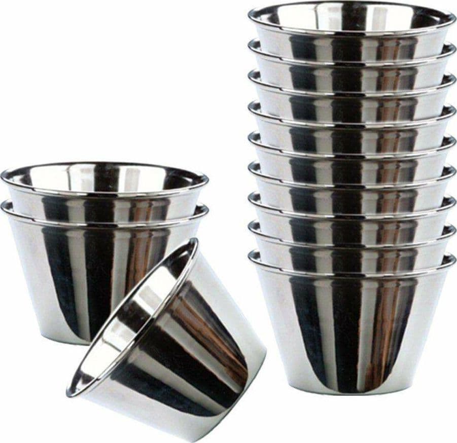 SET 12 PEZZI MINI STAMPI IN ACCIAIO INOX PER BUDINI DOLCI DIMENSIONE 9 CM