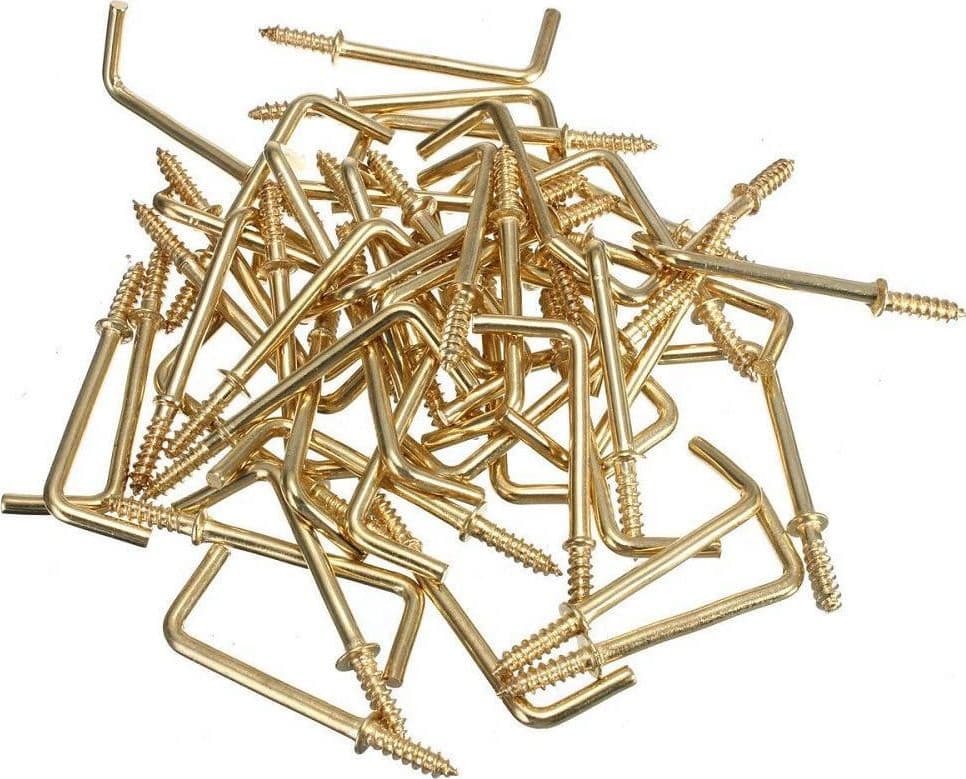 SET 22 PEZZI GANCI GANCIO A VITE CON FILETTATURA DORATI 1/2" MINUTERIA ACCESSORI