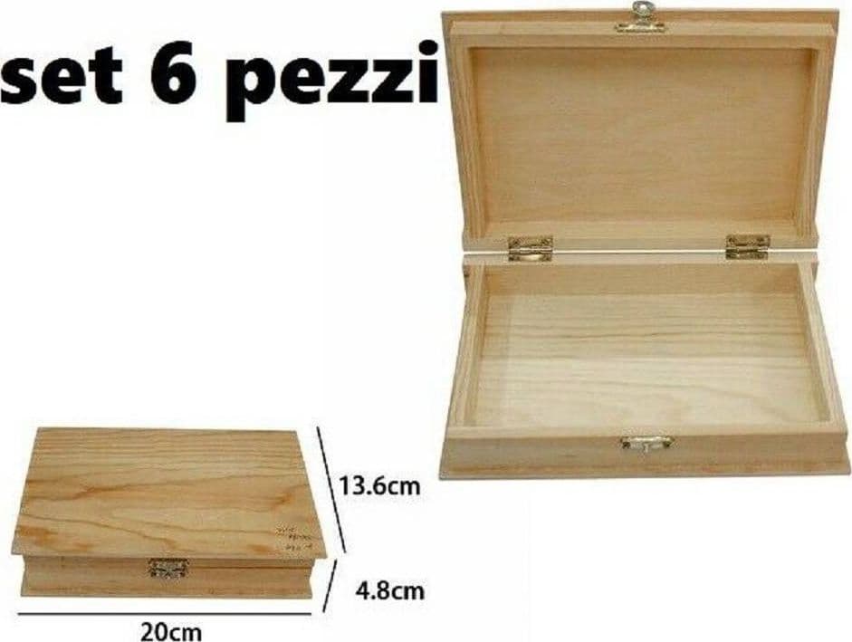 SET 6 SCATOLE BOX ASTUCCIO IN LEGNO DECOUPAGE PORTAGIOIE COFANETTO 53463A - 3