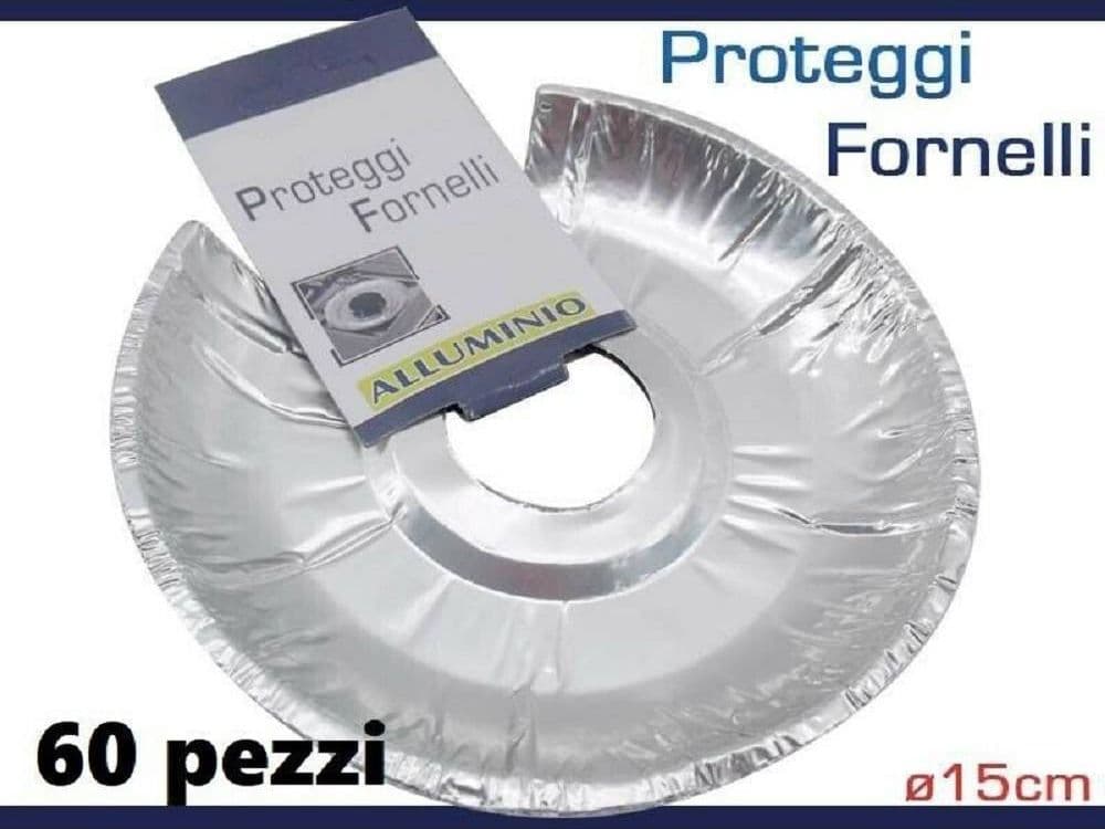 SET 60 PEZZI PROTEGGI FORNELLI FORNELLO DA SPORCO GRASSO ALLUMINIO ROTONDI - 2