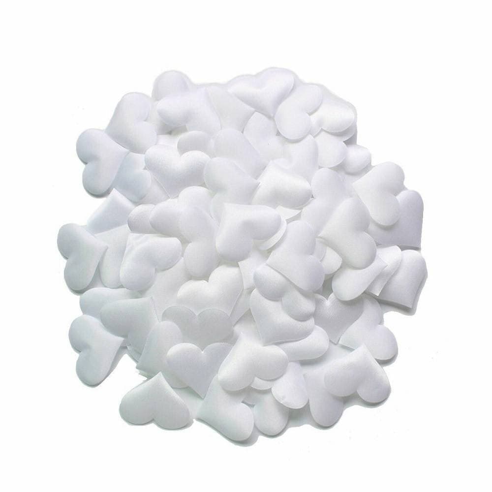 SET 50 PEZZI CUORI CUORICINI IN STOFFA DECORATIVI DECORAZIONE BIANCHI 2 CM