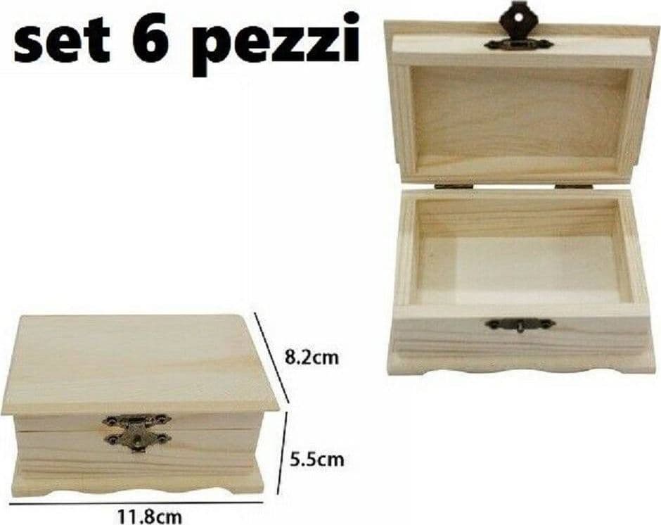 SET 6 SCATOLE BOX ASTUCCIO IN LEGNO DECOUPAGE PORTAGIOIE COFANETTO 53376A