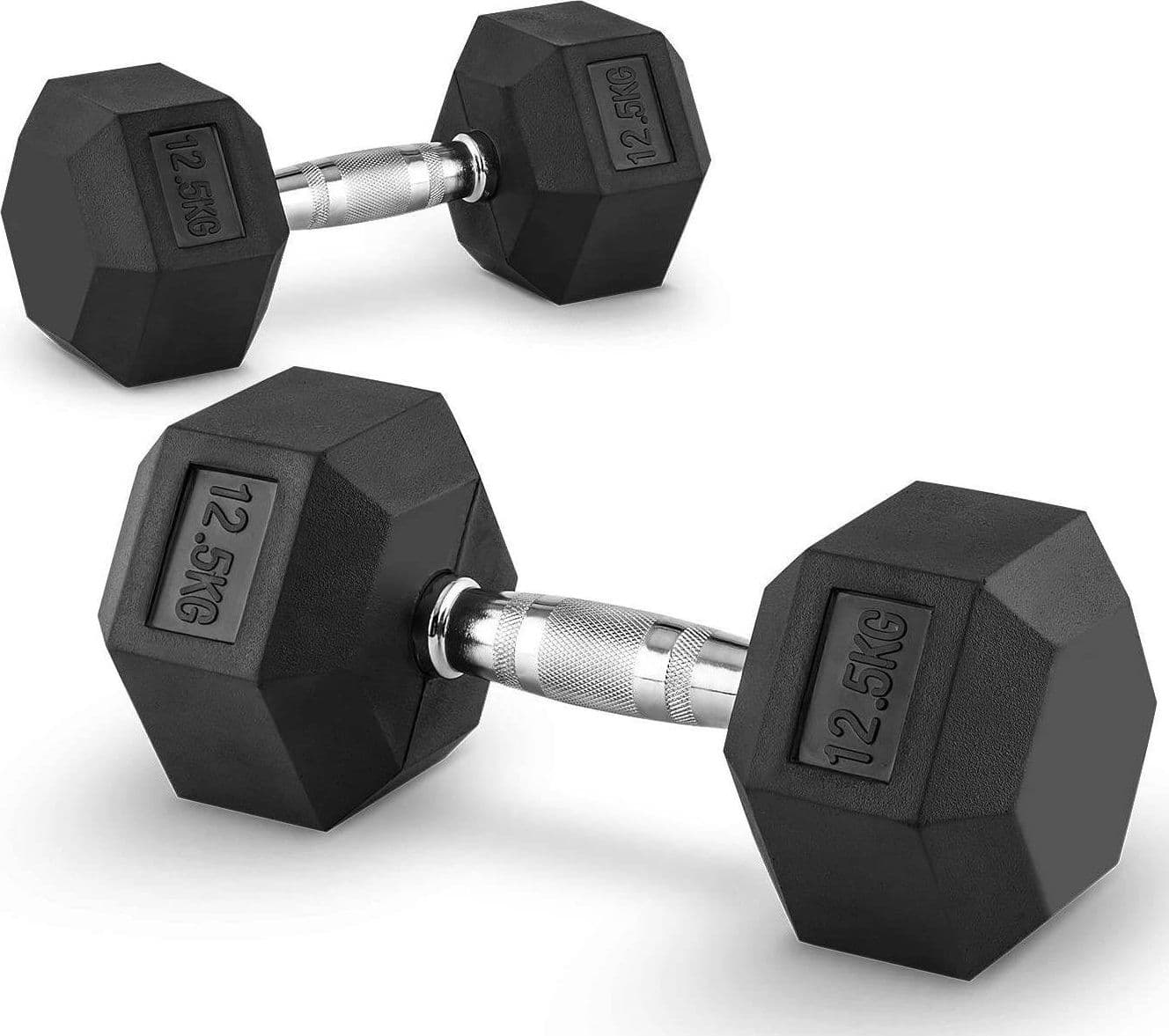 COPPIA DI MANUBRI IN VINILE DA 12,5KG OGNUNO MANUBRI PESI PALESTRA FITNESS SPORT - 7
