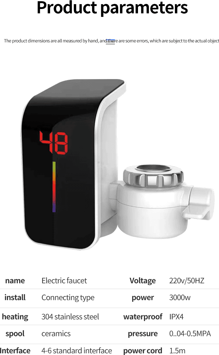 RUBINETTO ELETTRICO PER ACQUA CALDA ISTANTANEA SENZA CALDAIA CON DISPLAY FO-J07 - 2