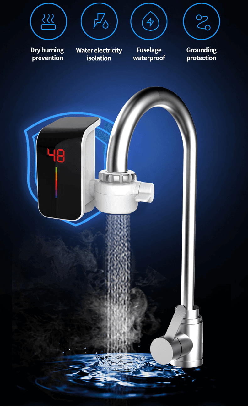 RUBINETTO ELETTRICO PER ACQUA CALDA ISTANTANEA SENZA CALDAIA CON DISPLAY FO-J07 - 6