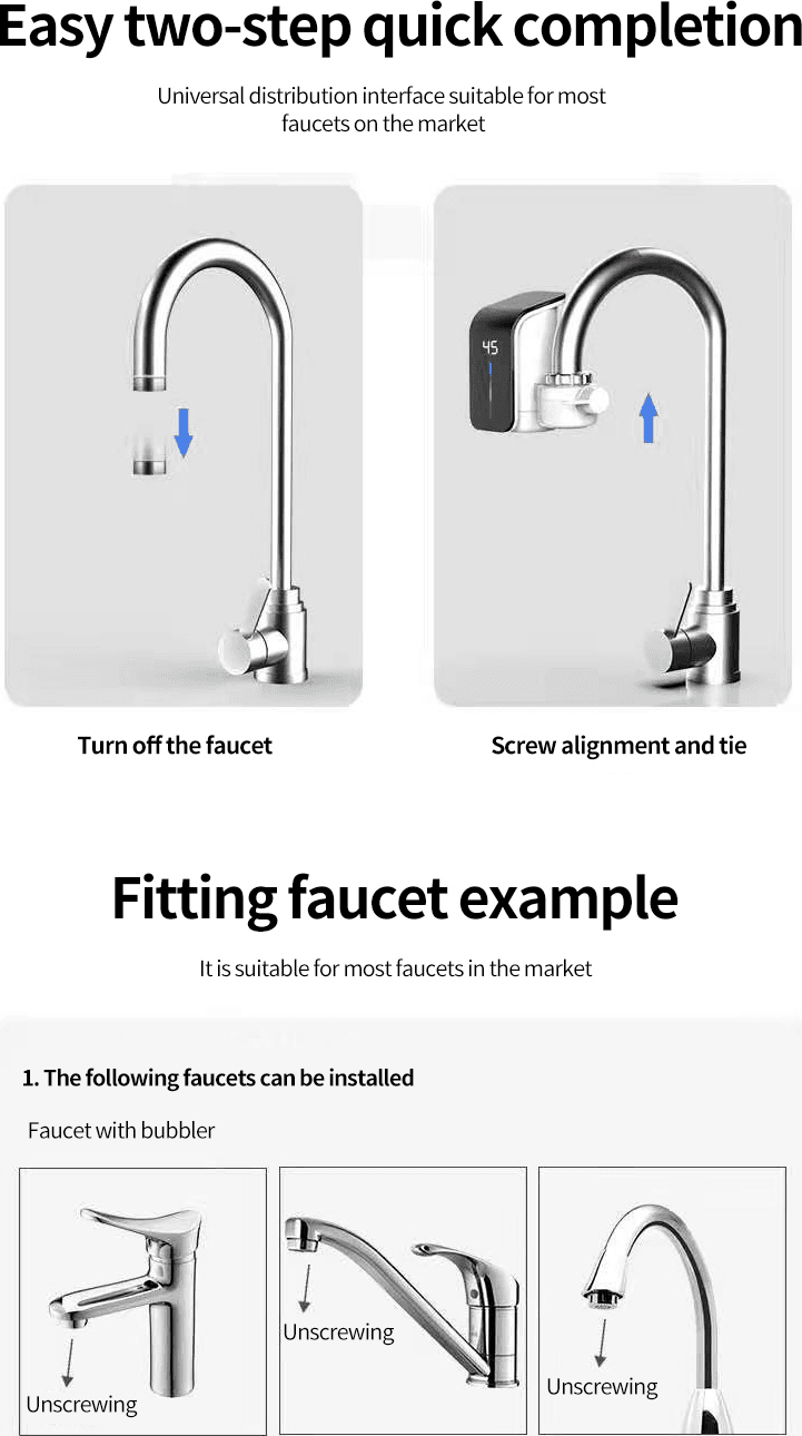 RUBINETTO ELETTRICO PER ACQUA CALDA ISTANTANEA SENZA CALDAIA CON DISPLAY FO-J07 - 7