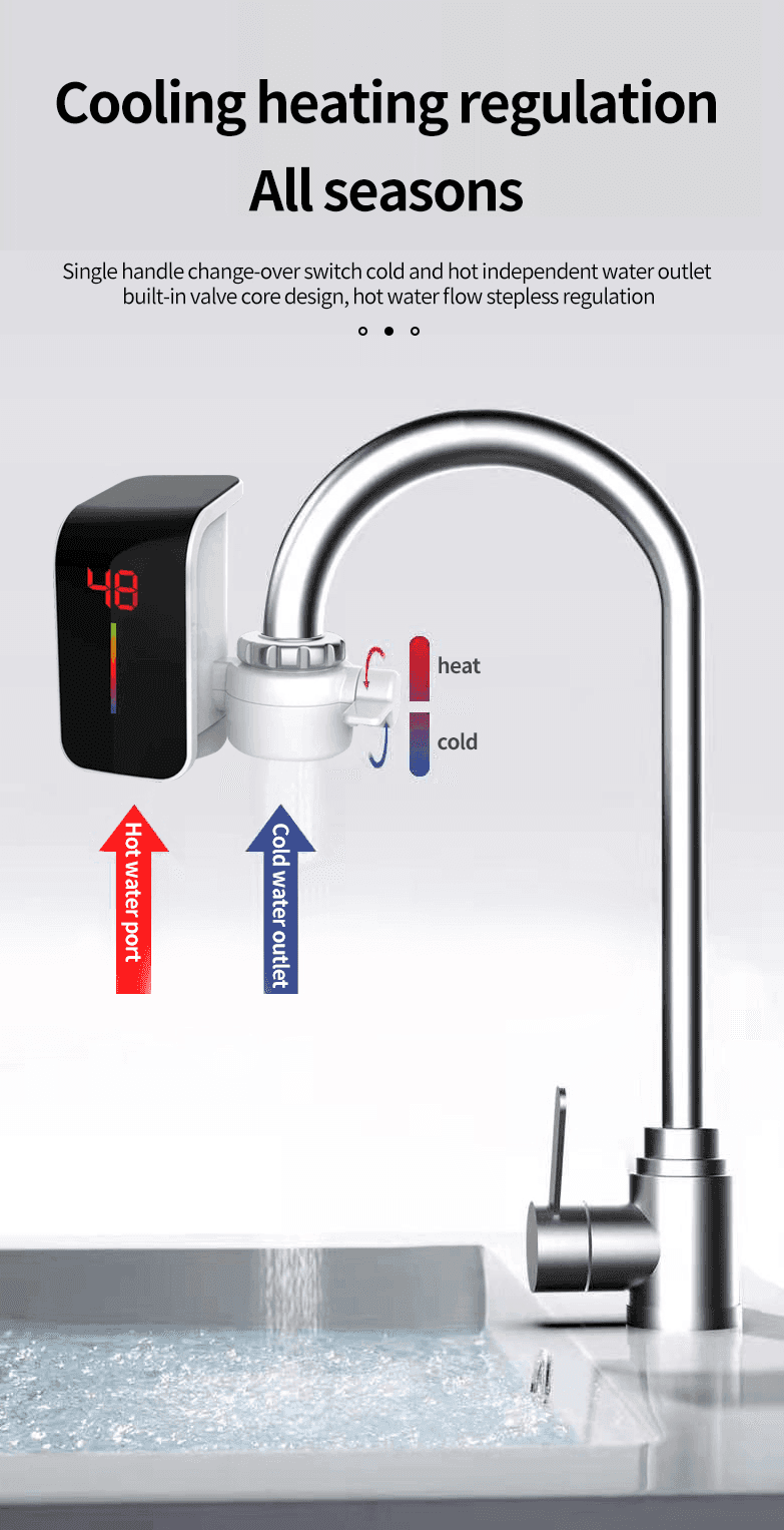 RUBINETTO ELETTRICO PER ACQUA CALDA ISTANTANEA SENZA CALDAIA CON DISPLAY FO-J07 - 8