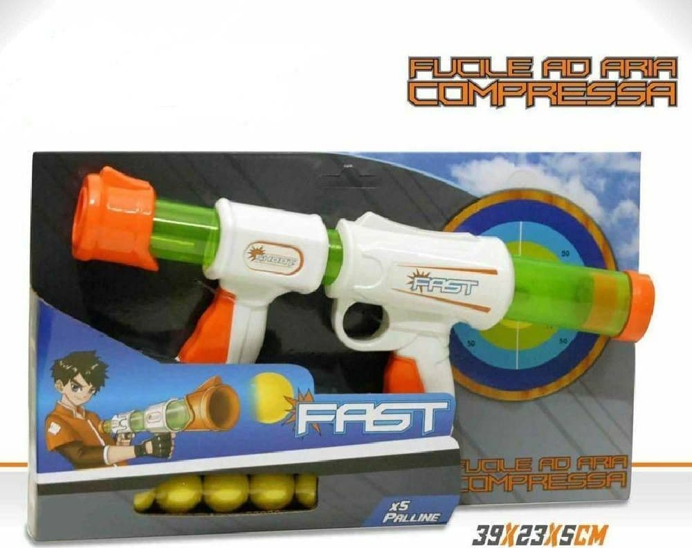 FAST FUCILE AD ARIA COMPRESSA 5 PALLINE GIOCO GIOCATTOLO BAMBINI