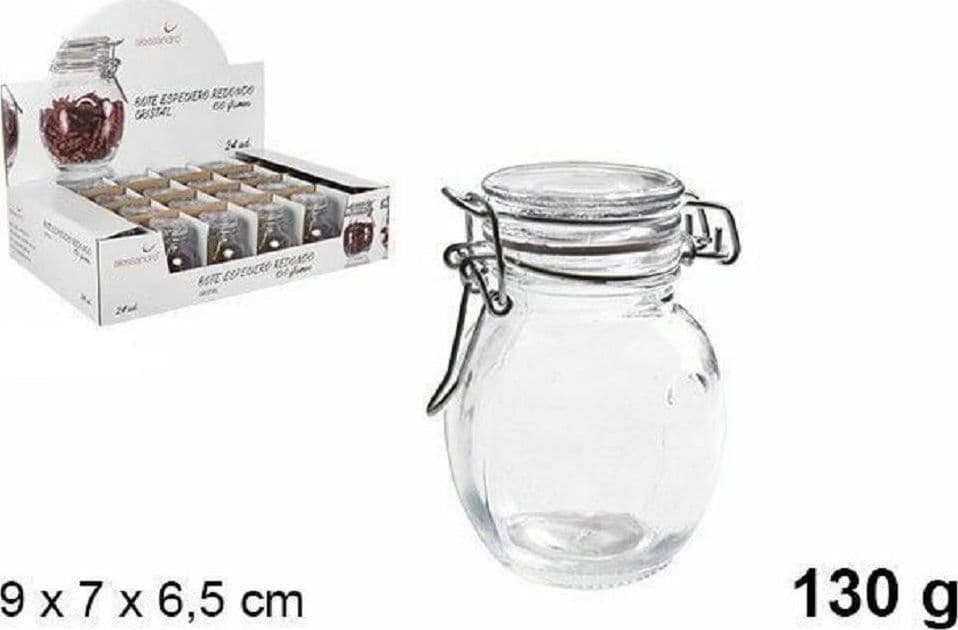 SET 24 PEZZI BARATTOLO BARATTOLINO VASETTO CON TAPPO PORTA SPEZIE VETRO 130 GR