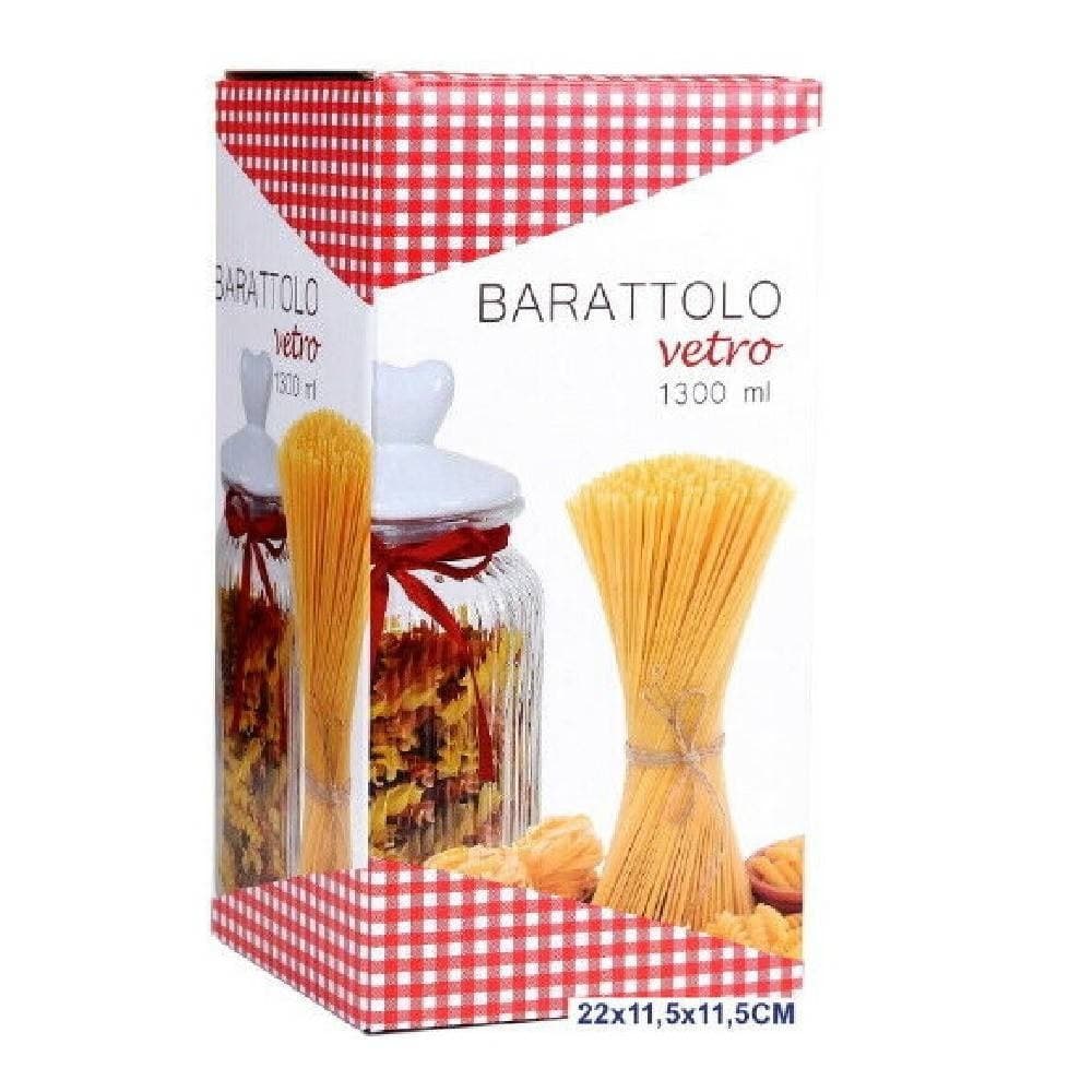 BARATTOLO IN VETRO CON TAPPO COPERCHIO IN CERAMICA DECORATO CUORE 1300 ML - 2