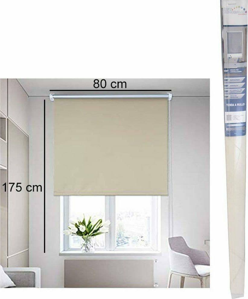 TENDA RULLO OSCURANTE 80X175CM BEIGE CON CATENINA TENDE PARASOLE FINESTRA CASA - 4