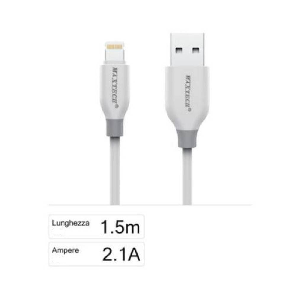 CAVO DATI DA USB A CONNETTORE LIGHTNING RICARICA 2.1A 1.5 MT PER IPHONE F-IP029 - 2