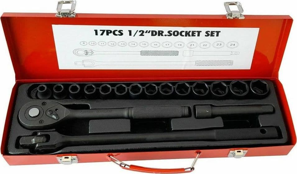 SET 17 PZ BUSSOLE ESAGONALI 1/2" DA 8 A 24MM CON CRICCHETTO PROLUNGA MR70795 - 3