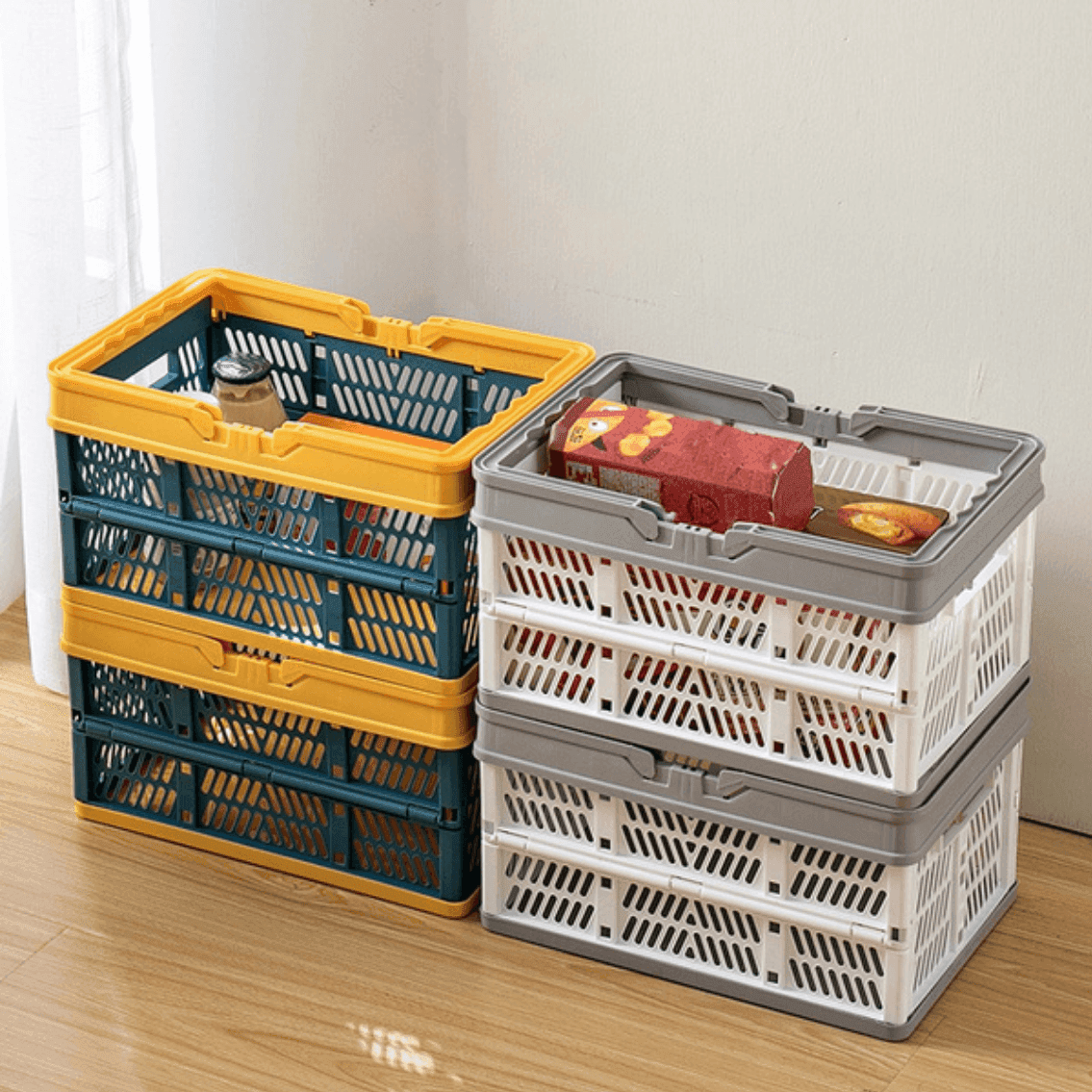 CESTO CONTENITORI CESTINO PORTAOGGETTI ORGANIZER CASSETTA PIEGHEVOLE IMPILABILE - 6
