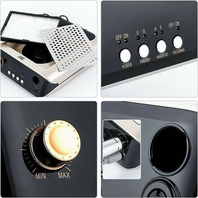 KIT FRESA UNGHIE M2 ASPIRATORE DA TAVOLO 68W MANICURE PEDICURE NAIL ART ESTETICA - 3