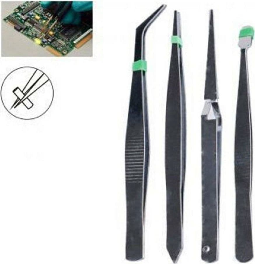PINZETTE IN ACCIAIO PINZE INDUSTRIALI DI PRECISIONE MODELLISMO ELETTRONICA 7 PZ - 2