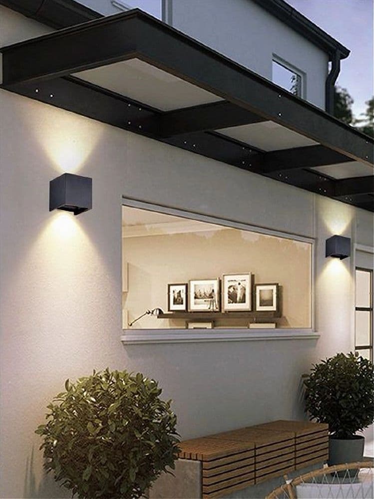 APPLIQUE DOPPIA EMISSIONE LED COB 12 W ESTERNO LUCE 4000K 3000K 6500K ES46 NERO - 6