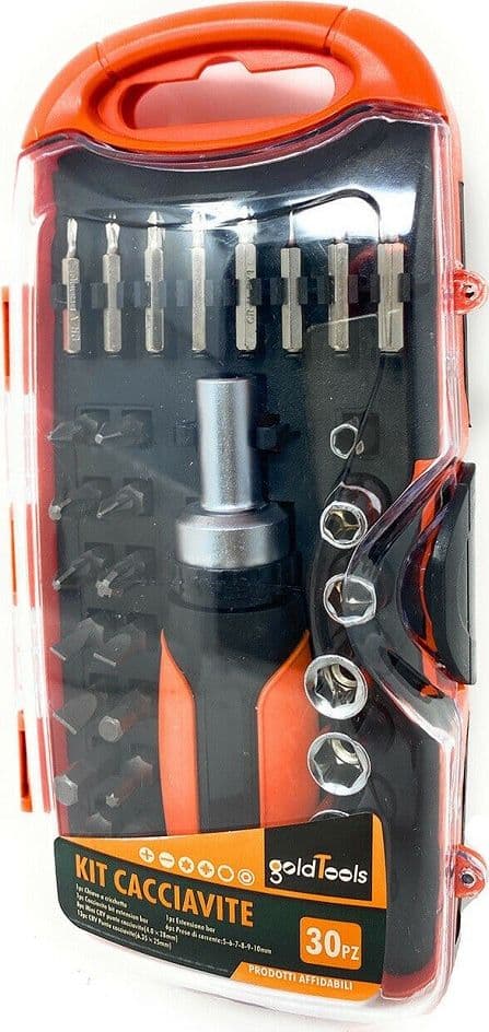 KIT 30 PZ CACCIAVITI A CRICCHETTO MULTIUSO INSERTI PUNTE A CROCE TORX ESAGONALI - 2