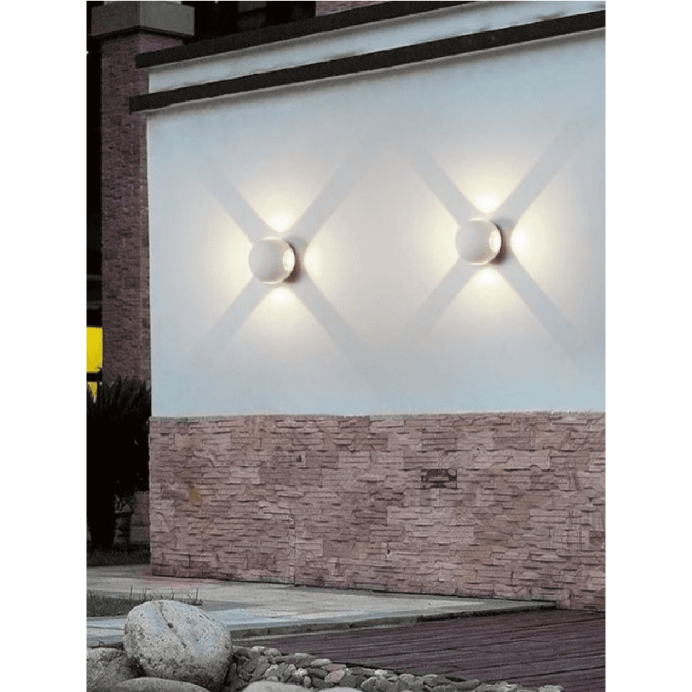 APPLIQUE MURO A SFERA 4 FASCI DI LUCE ESTERNO BIANCO LUCE 3000K 6000K 4000K ES58 - 7