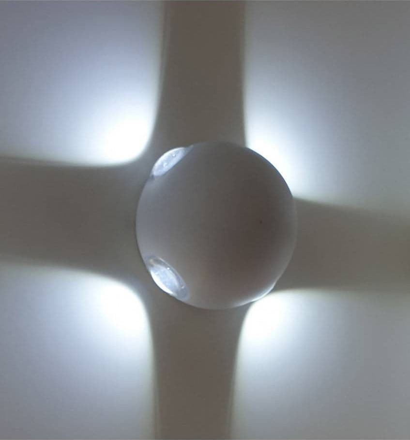 APPLIQUE MURO A SFERA 4 FASCI DI LUCE ESTERNO BIANCO LUCE 3000K 6000K 4000K ES58 - 4