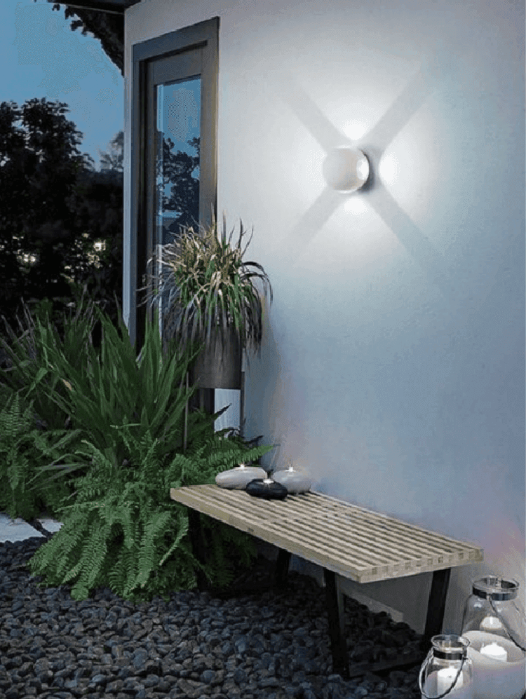 APPLIQUE MURO A SFERA 4 FASCI DI LUCE ESTERNO BIANCO LUCE 3000K 6000K 4000K ES58 - 5