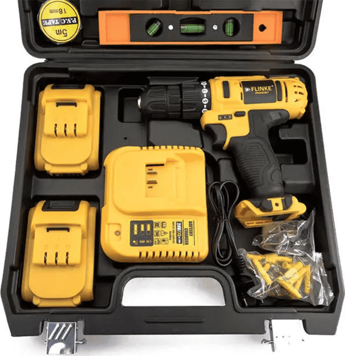 SET 78 PZ TRAPANO AVVITATORE A BATTERIA 24V LITIO RICARICABILE ACCESSORI VALIGIA - 4