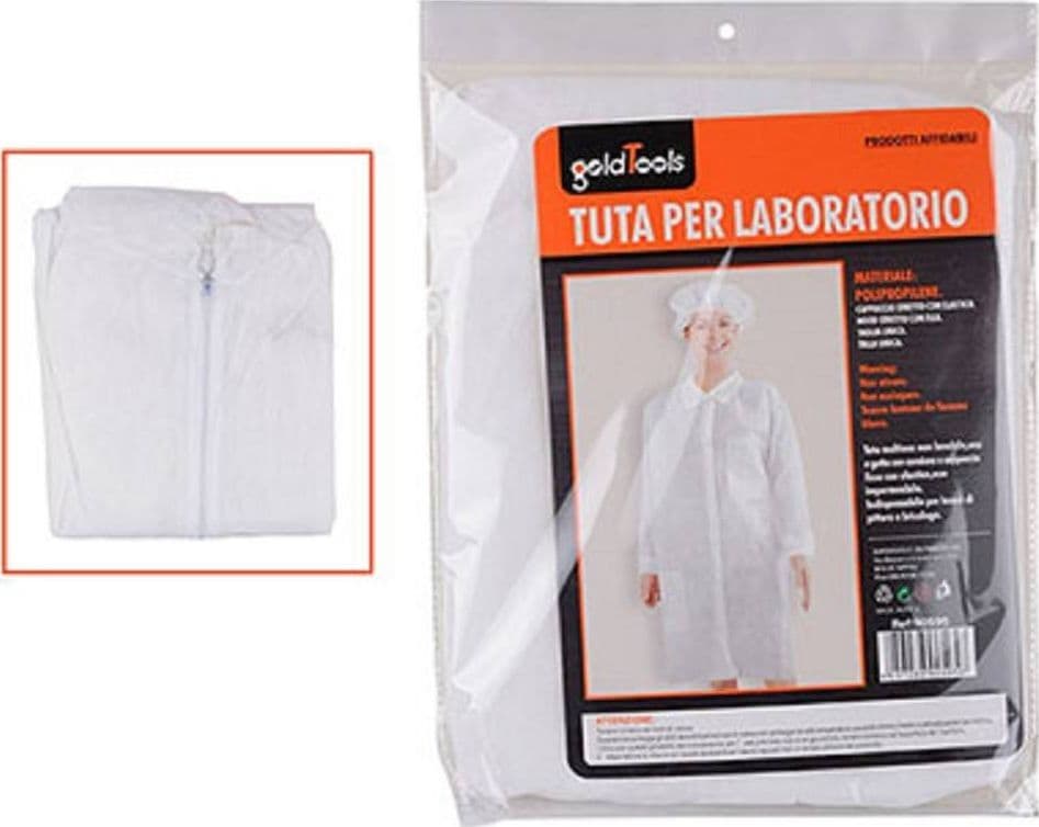 TUTA MONOUSO DA LABORATORIO PROTETTIVA CON BOTTONI POLVERE AGENTI CHIMICI 90595