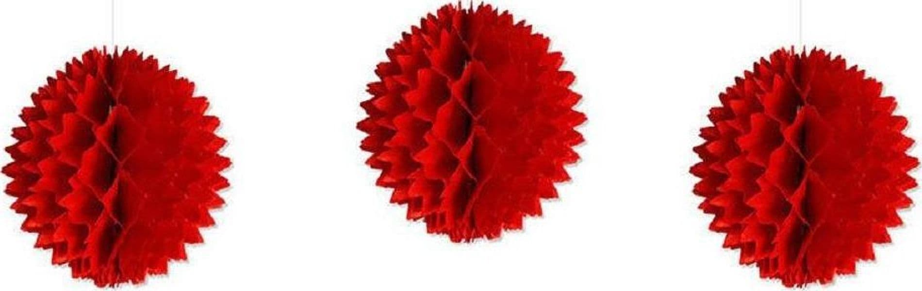 SET 3 FESTONI FIORE DECORATIVI ROSSI CARTA VELINA DECORAZIONI ADDOBBI FESTE - 2