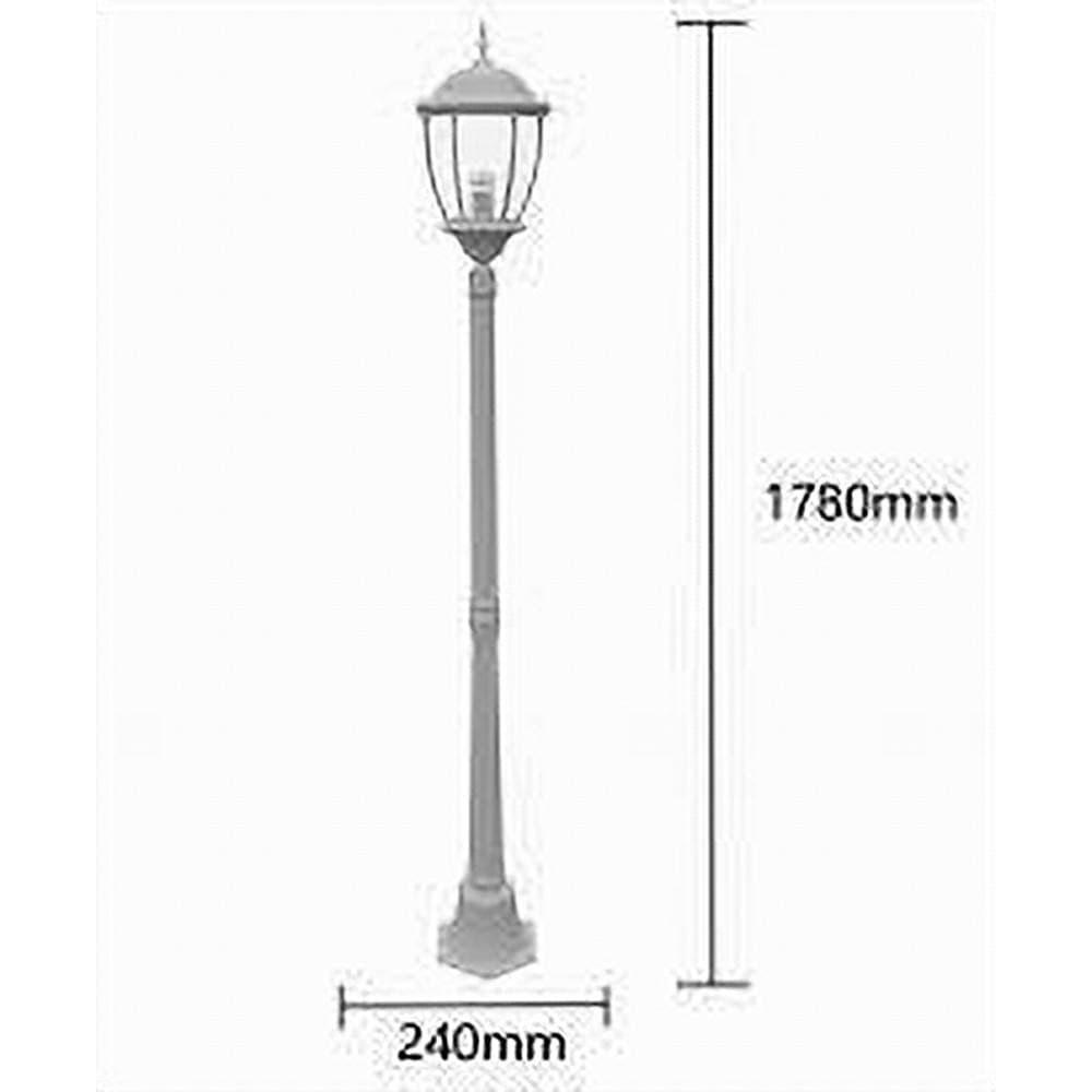 LAMPIONE GIARDINO LANTERNA VETRO E27 LUCE ESTERNO ALLUMINIO 178X24CM GRIGIO ES35 - 2
