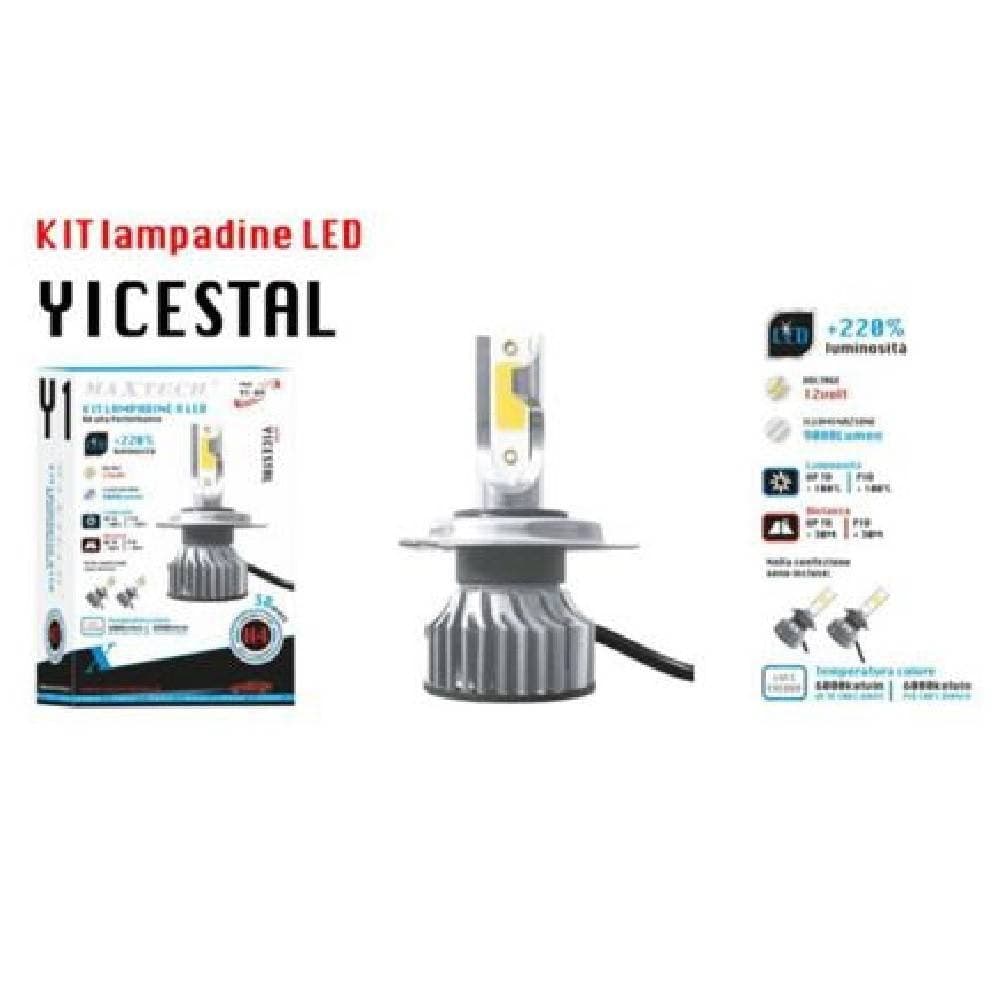 KIT LAMPADINE LED PER AUTO H1 MAXTECH Y1-H1 38 WATT LUCE FREDDA 6000K 12V 9000LM - 2