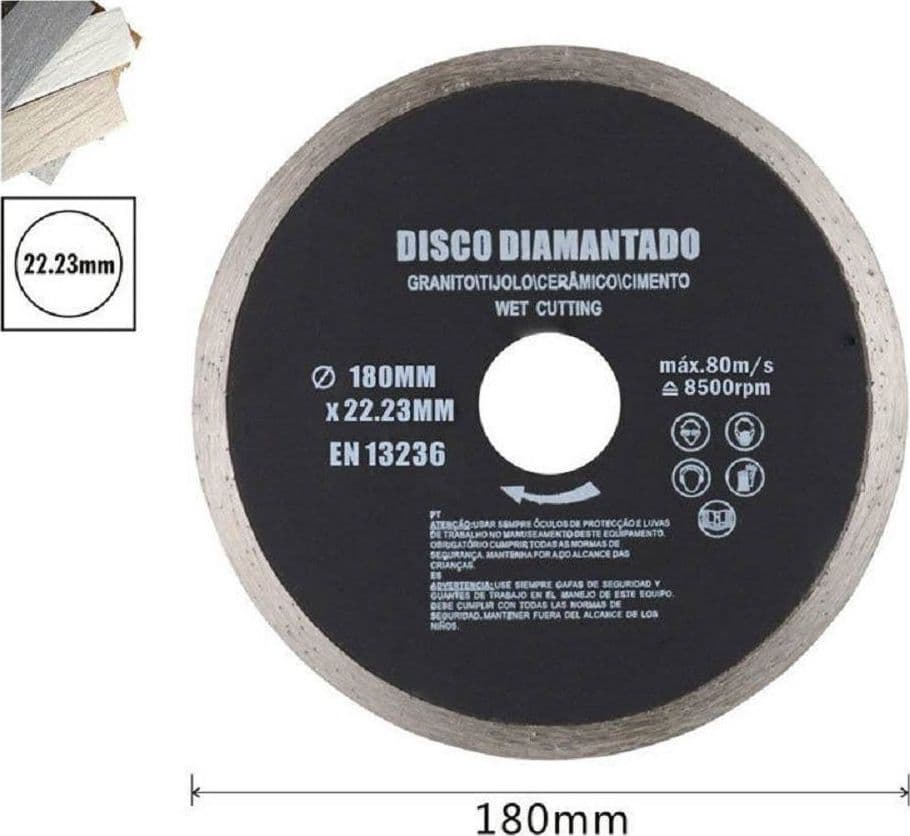 DISCO DIAMANTATO CORONA CONTINUA 125 - 180 MM PIASTRELLE CERAMICA PORCELLANA - 3