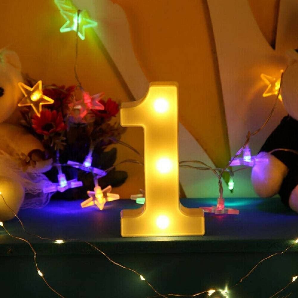 NUMERO 1 LUMINOSO BIANCO A LED DECORO PER EVENTI FESTE LUCE CALDA 3000K 16X3CM - 5
