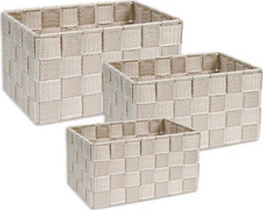 CESTINI TESSUTO 3SCATOLE ORGANIZER PORTAOGGETTI BAGNOSCHIUMA MAKEUP BEIGE CHIARO