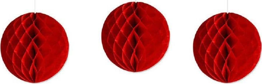 SET 3 FESTONI SFERA DECORATIVI ROSSI CARTA VELINA DECORAZIONI ADDOBBI FESTE - 2