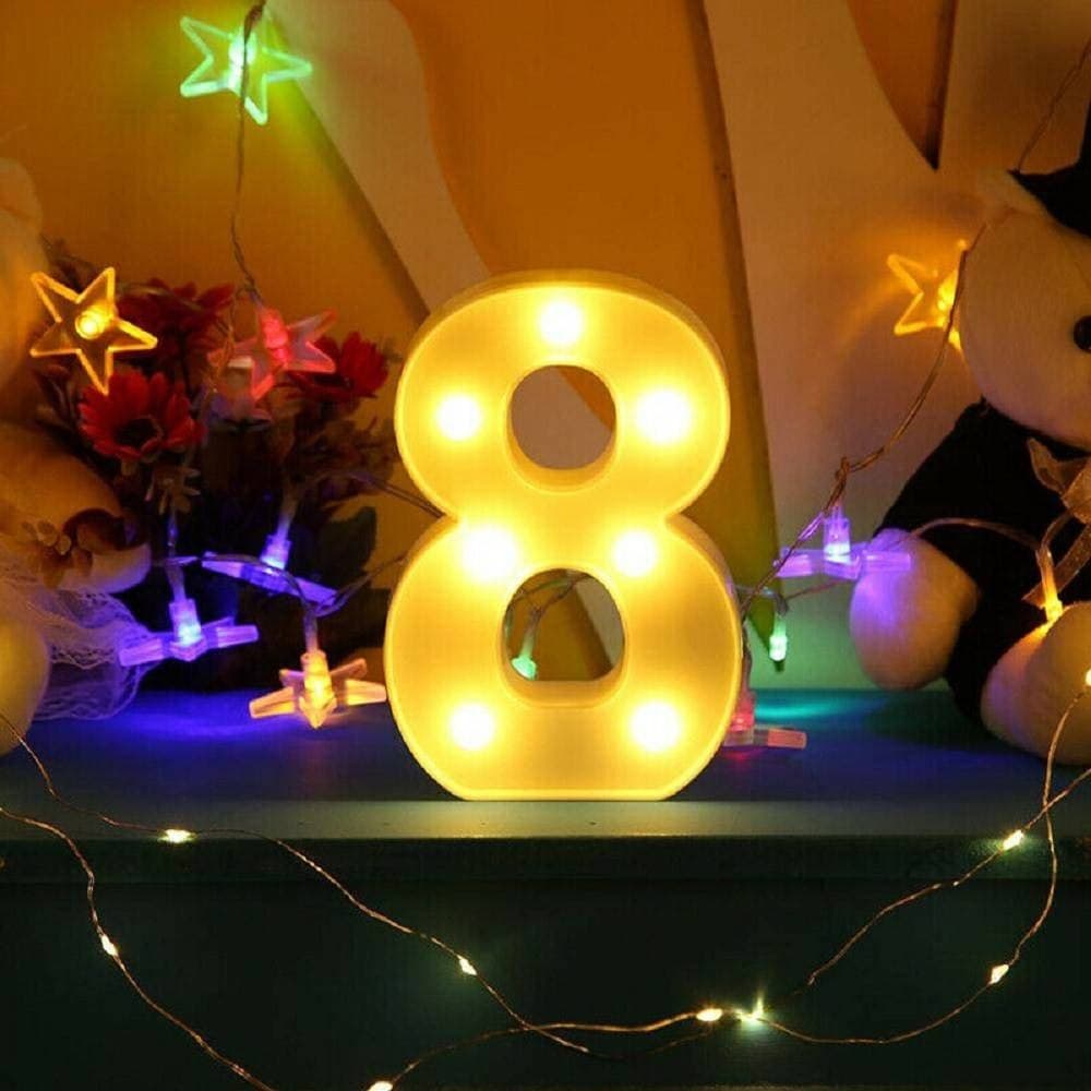 NUMERO 8 LUMINOSO BIANCO A LED DECORO PER EVENTI FESTE LUCE CALDA 3000K 16X3CM - 5