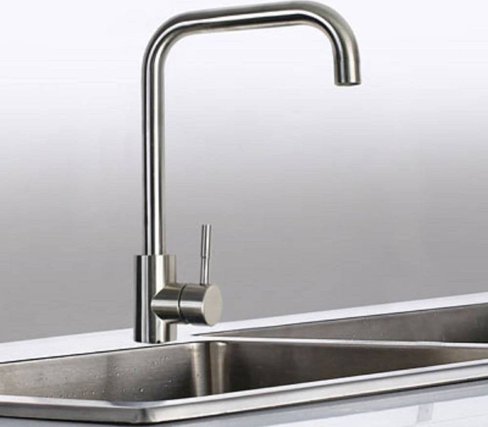 RUBINETTO LAVELLO CUCINA CANNA ALTA QUADRATA MISCELATORE OTTONE SATINATO 52813 - 3