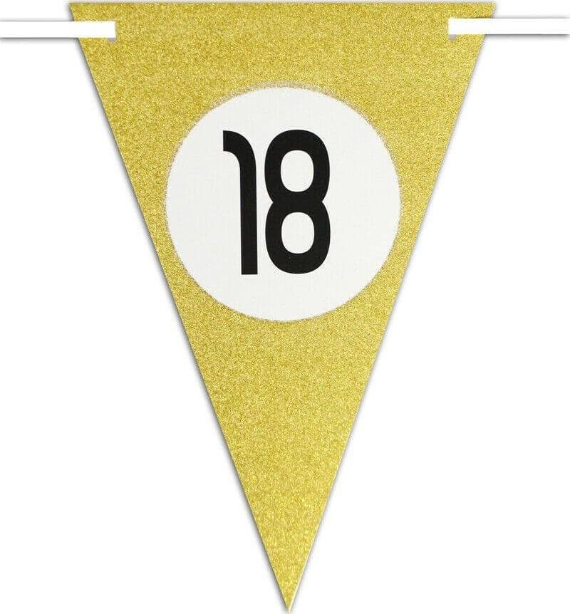 BANDIERINE FESTA COMPLEANNO ANNIVERSARI SET 10PZ TRIANGOLARI FESTONE ORO 18 ANNI - 2