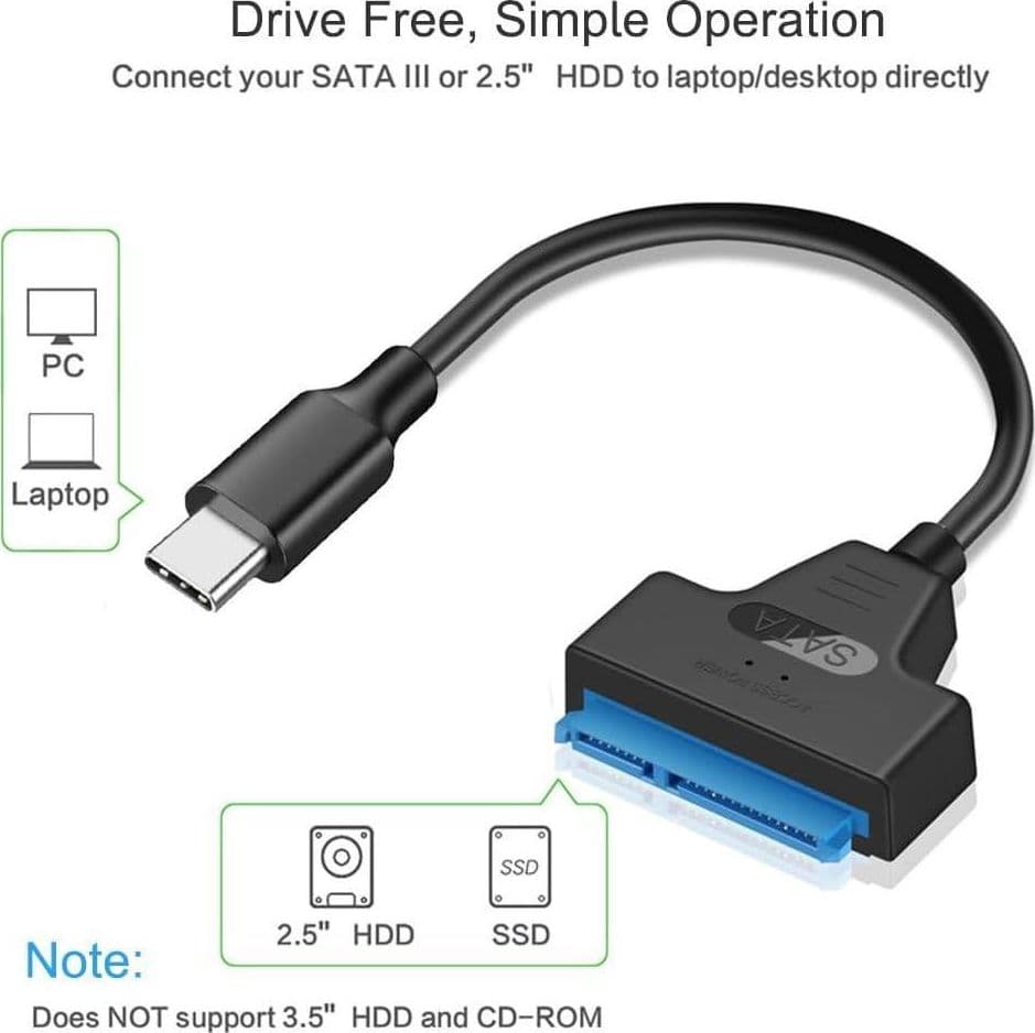 CAVO CONVERTITORE SATA TYPE-C 20CM ADATTATORE SSD/HDD HARD DISK MAXTECH SA-TC01 - 3