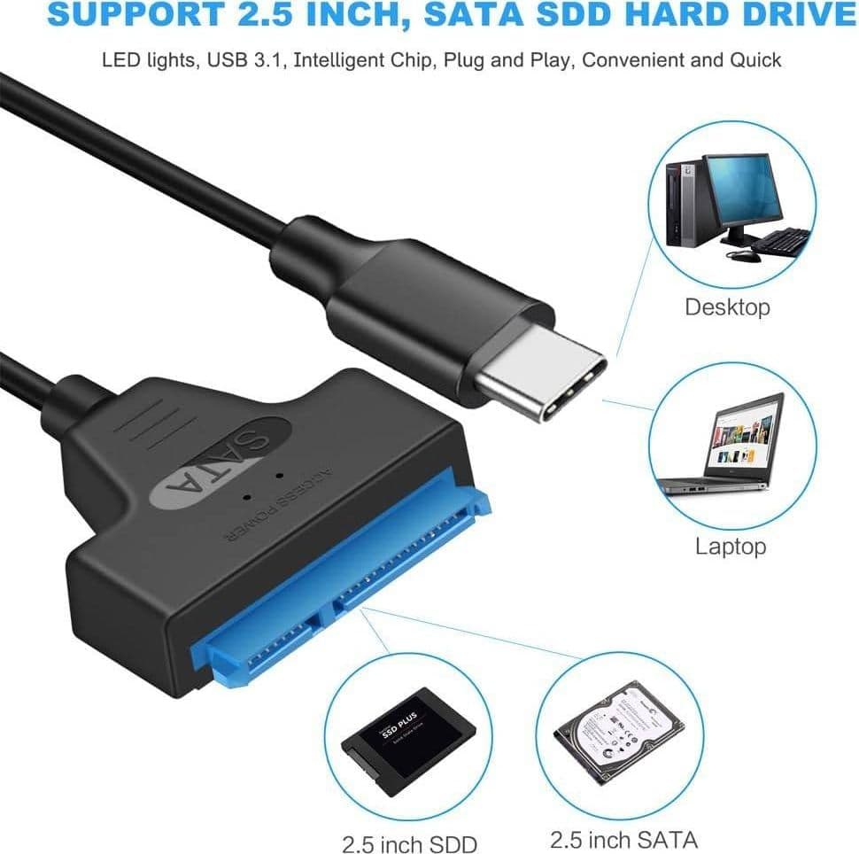CAVO CONVERTITORE SATA TYPE-C 20CM ADATTATORE SSD/HDD HARD DISK MAXTECH SA-TC01 - 5