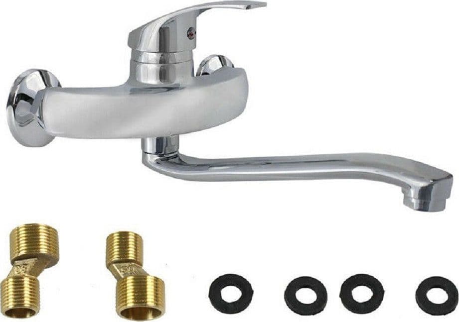 RUBINETTO A PARETE MISCELATORE 2 FORI A MURO PER LAVELLO DA CUCINA CROMATO 52335 - 3