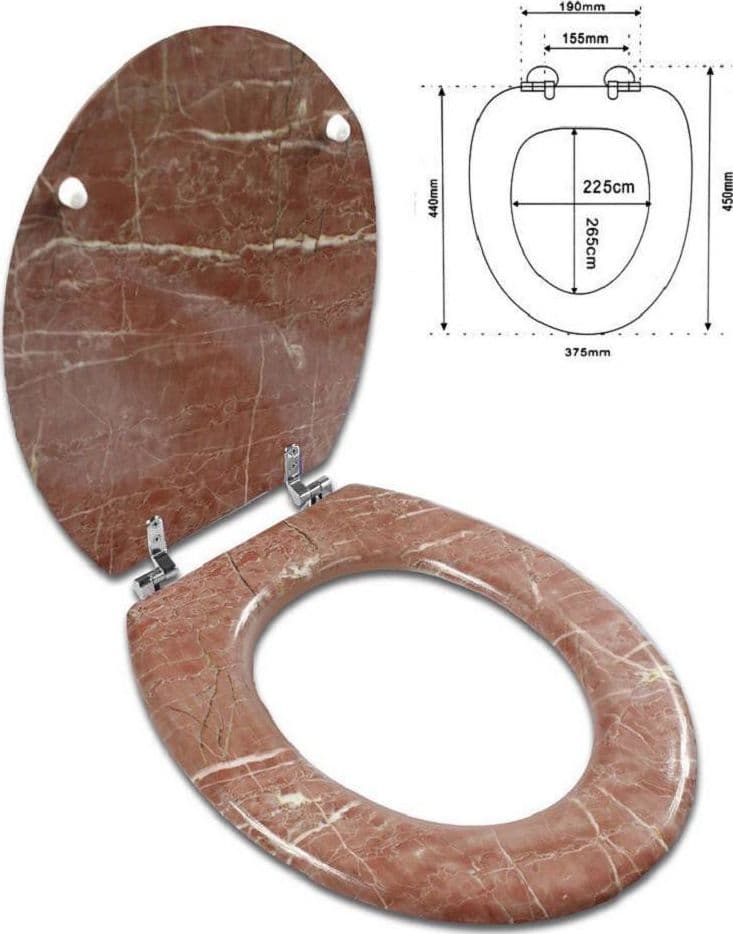 COPRIWATER UNIVERSALE IN LEGNO MDF RESISTENTE CON STAMPA MARMO ROSA CERNIERE WC - 2