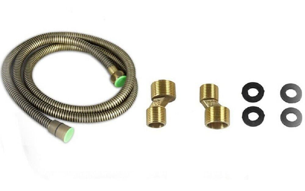 RUBINETTO BAGNO VASCA DOCCIA MISCELATORE DOPPIA MANOPOLA OTTONE BRONZO SATINATO - 2