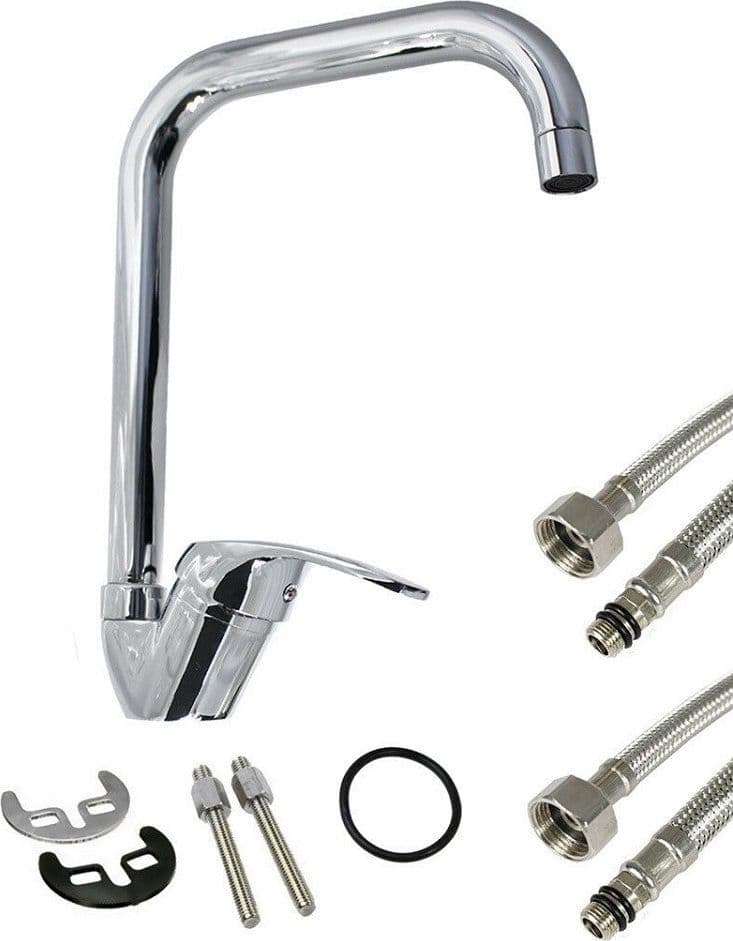 RUBINETTO LAVELLO DA CUCINA A CANNA ALTA QUADRATA MISCELATORE ORIENTABILE 69204 - 2