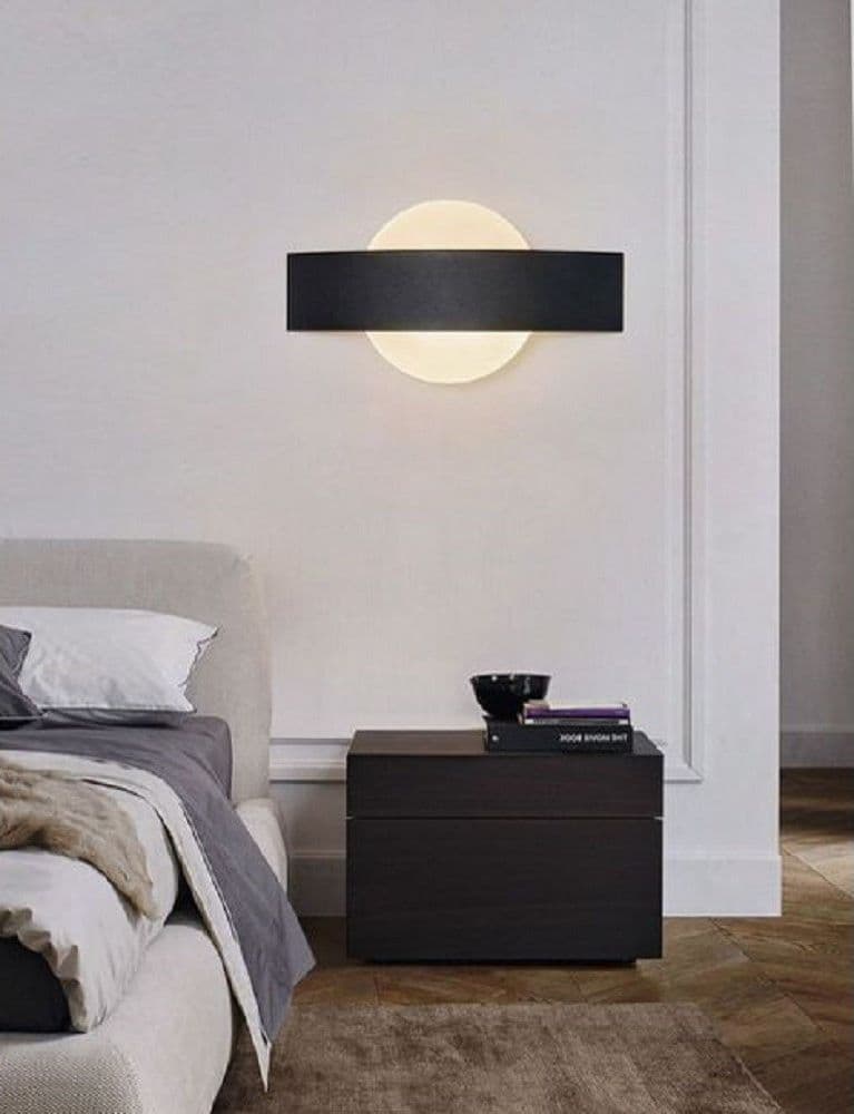 APPLIQUE LED PARETE MODERNA NERA 8 W DOPPIA EMISSIONE LUCE 6500K 3000K 4000K E17 - 5