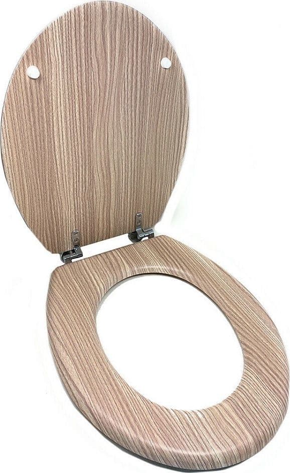 COPRIWATER UNIVERSALE SERIGRAFATO TAVOLETTA WC LEGNO ROVERE MDF CERNIERE 44X36CM - 2