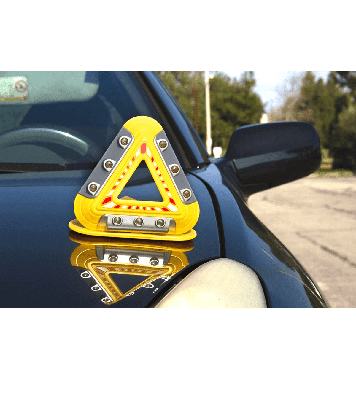 TRIANGOLO DI EMERGENZA PER AUTO A 9 LED RICARICABILE SEGNALE PERICOLO MAGNETICO - 5