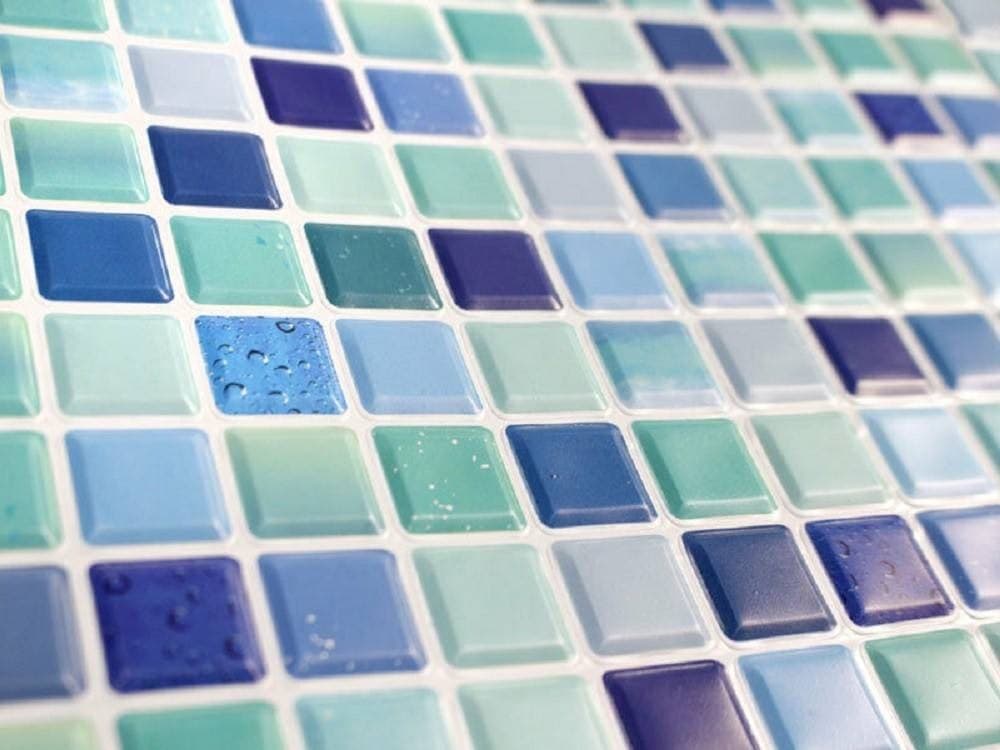 PIASTRELLA 3D MOSAICO MATTONELLA PARETE RITAGLIABILI MURALI ADESIVI 30X30CM CELESTE - 3