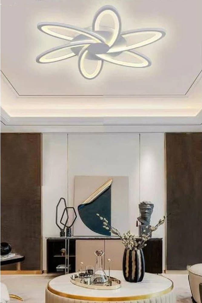 PLAFONIERA LED 59 WATT LAMPADA MODERNA BIANCA A LUCE FREDDA CALDA NATURALE C15 - 4