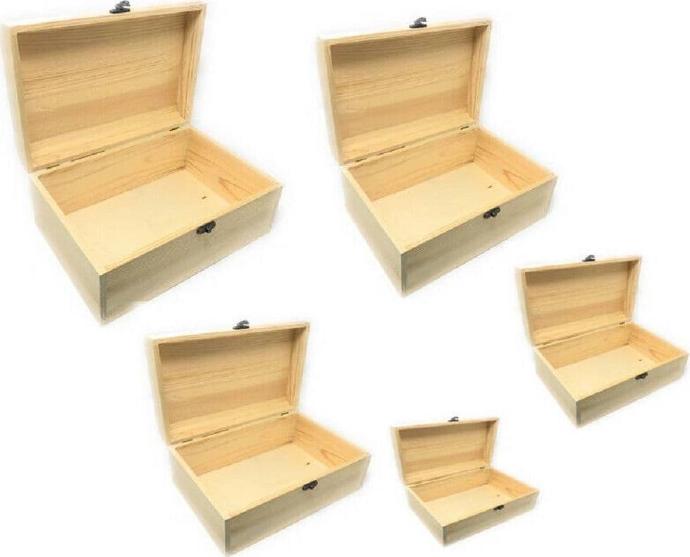 SET 5 SCATOLE IN LEGNO MATRIOSKA BAULE X DECOUPAGE SCATOLA COFANETTO PORTAGIOIE - 2